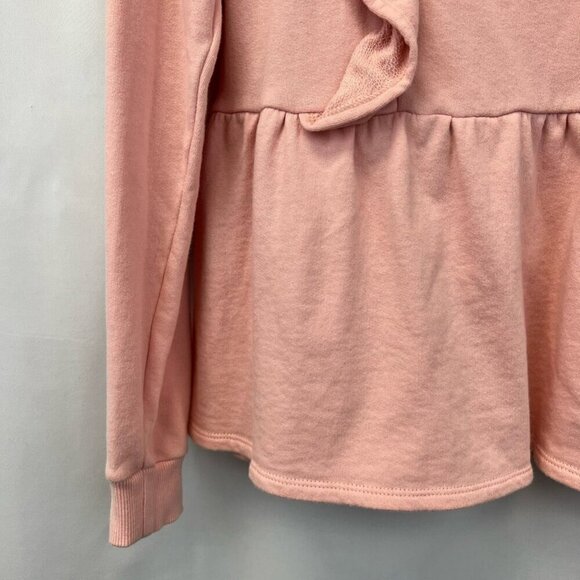 The Get Womens Peplum Top Pink Long Sleeve Ruffles Crew Neck Cotton S - Picture 8 of 10